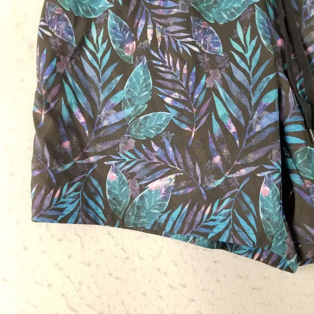 Reel Legends Shorts Mens Large‎ Leaf Print Swim Trunks Shorts Pockets